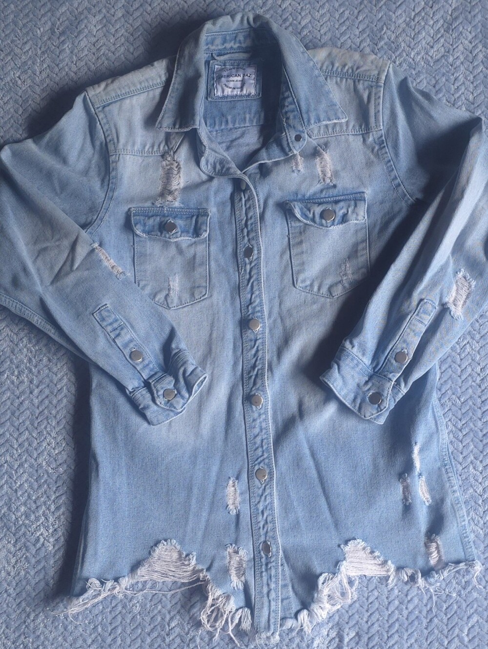 Light Blue Distressed Denim Jacket